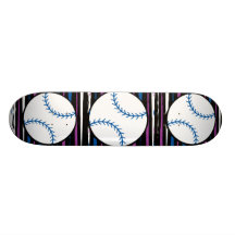 blue and purple baseball design skateboard decks