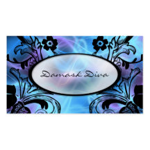 Blue and Purple Floral Flourish Business Card