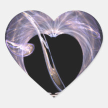 Blue and Purple Fractal Art Heart Sticker