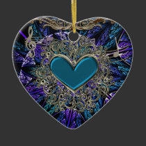 Blue and Purple Music Heart Ornament ornaments