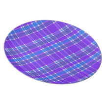 Blue and purple plaid dinner plates