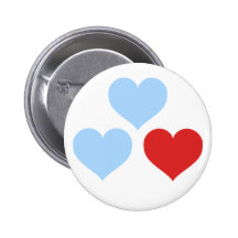 Blue and Red Hearts Pinback Button