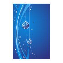 Blue and Silver Christmas Baubles Customized Stationery