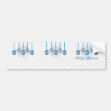 Blue and Silver Glitter Ornaments Bumper Stickers