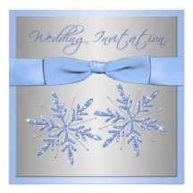 Blue and Silver Snowflakes Square Wedding Invite