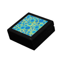 Blue and Turquoise Hippy Flower Pattern Trinket Boxes