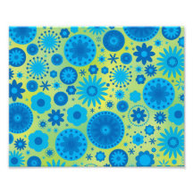 Blue and Turquoise Hippy Flower Pattern Photo