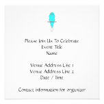 Blue and White Bird. Budgie. Custom Invitation