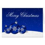 Blue and White Christmas Snowflake Ornaments Card