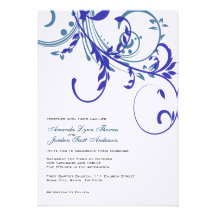 Blue and White Double Floral Wedding Invitation