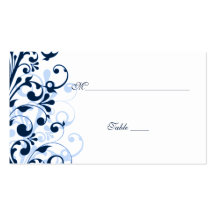 Blue and White Floral Wedding Place Cards Business Card