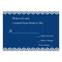 Blue and white flower RSVP Cards Personalized Announcement