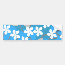 Blue and White Flowers. Floral Pattern. Bumper Stickers