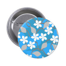Blue and White Flowers. Floral Pattern. Buttons