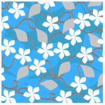 Blue and White Flowers. Floral Pattern. Cut Outs