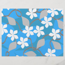 Blue and White Flowers. Floral Pattern. Flyer Design