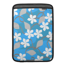 Blue and White Flowers. Floral Pattern. MacBook Sleeves