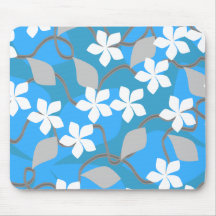 Blue and White Flowers. Floral Pattern. Mousemats