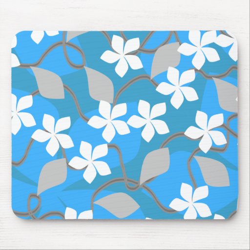 Blue and White Flowers. Floral Pattern. Mousemats