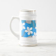 Blue and White Flowers. Floral Pattern. Coffee Mugs