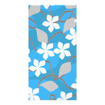 Blue and White Flowers. Floral Pattern. Picture Card