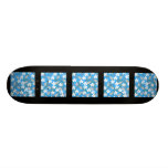 Blue and White Flowers. Floral Pattern. Skate Board
