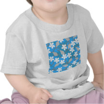 Blue and White Flowers. Floral Pattern. Tshirt