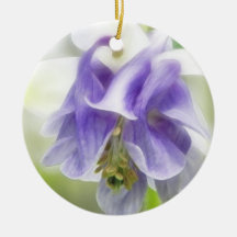 Blue And White Frilly Columbine Christmas Ornaments