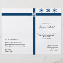 Blue and White Snowflakes Wedding Program Personalised Flyer