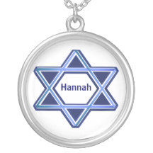 Blue and White Star of David Necklace