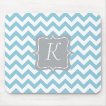 Blue and White Zigzag Monogram Mouse Mat