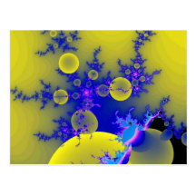 Blue and yellow fractal postcards