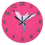 Blue and Yellow Hummingbird and Hearts Clock