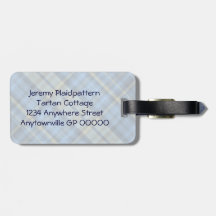 Blue and yellow plaid pattern tag for luggage