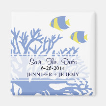 Blue and Yellow Tropical Angel Fish Fridge Magnets