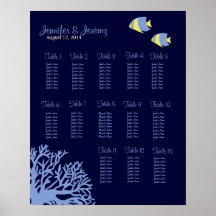 Blue and Yellow Tropical Fish Seating Chart Posters