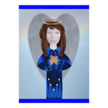 Blue Angel in Prayer Personalized Invitation