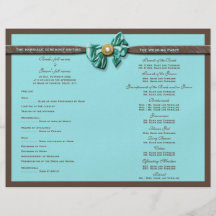 Blue aqua brown gem bow floral personalised flyer