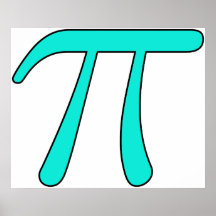 Blue Aqua Pink Hot Baby Light Pi 3.14 symbol Math Poster