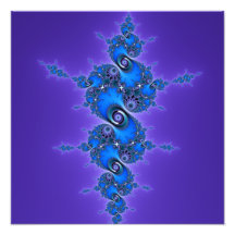Blue Arabesque on Purple - sparkly Julia fractal Art Photo