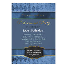 Blue Argyle Classic Retirement Party Invitations