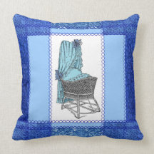 Blue Baby Bassinet Patchwork Pillow