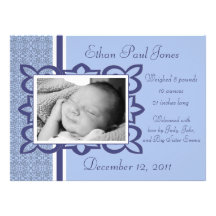 Blue Baby Boy Birth Announcement