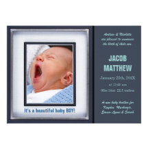 Blue Baby Boy Birth Announcement