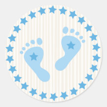 Blue baby boy feet envelope stickers