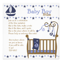 Blue Baby Crib Invite