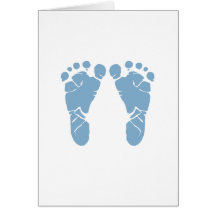 Blue baby footprints card