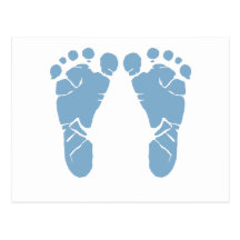 Blue baby footprints post card