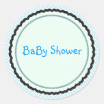 blue baby shower envelope seal round sticker