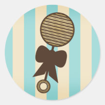 Blue Baby Shower Sticker - Vintage Rattle